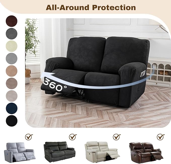 Gennia Recliner Loveseat Cover 4 Pieces, Waterproof Stretch Recliner Sofa - Image 6