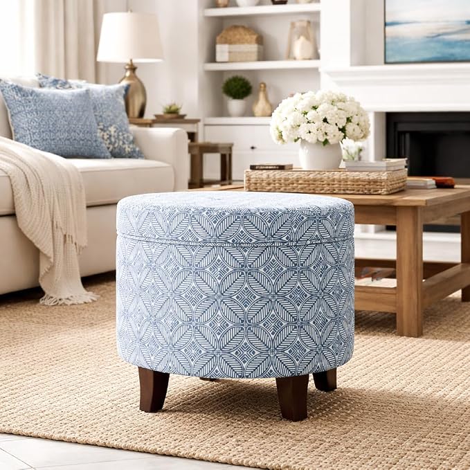 HomePop Upholstered Round Storage Ottoman|Homepop Home Décor|Upholstered Round - Image 2