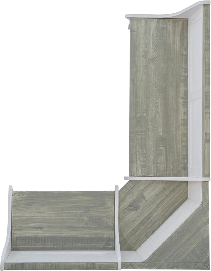 Linon Jackie Two Tone Pine Wood Coastal Corner Dining Nook in Graywash/White - Image 8