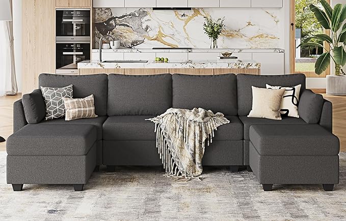 Huatean Home 114.17" Modular Sectional Sofa, 6 Seat Modular Couch by huateanhome