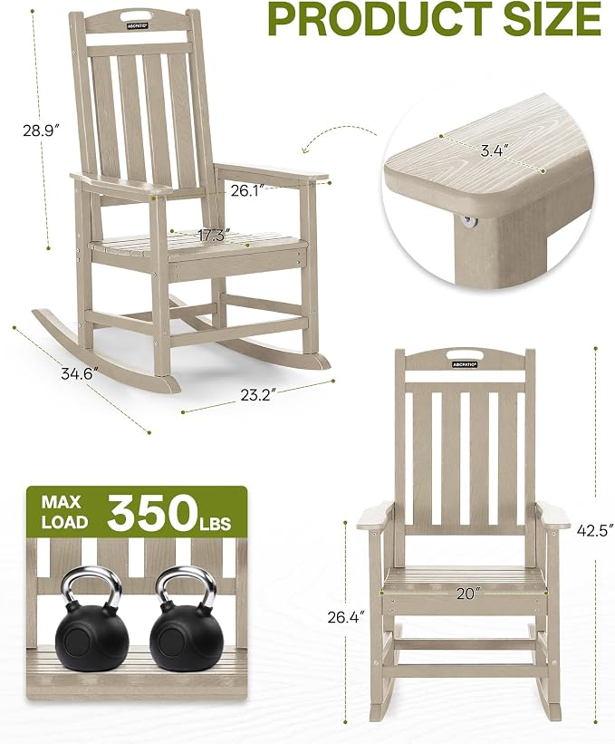 Outdoor Adirondack Rocking Chairs All-Weather HDPE Patio Rocker Chair - Image 3