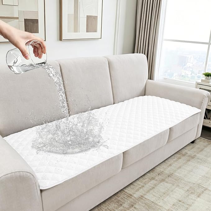 Dog Couch Cover for Sofa 100% Waterproof Faux Linen Sofa Covers for 3 Cushion by HYZOTEX