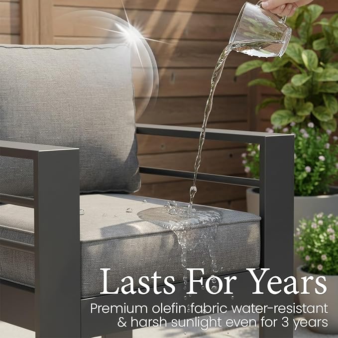 LayinSun Outdoor Aluminum Furniture Set, 4 Pieces Patio Sectional Conversation - Image 3