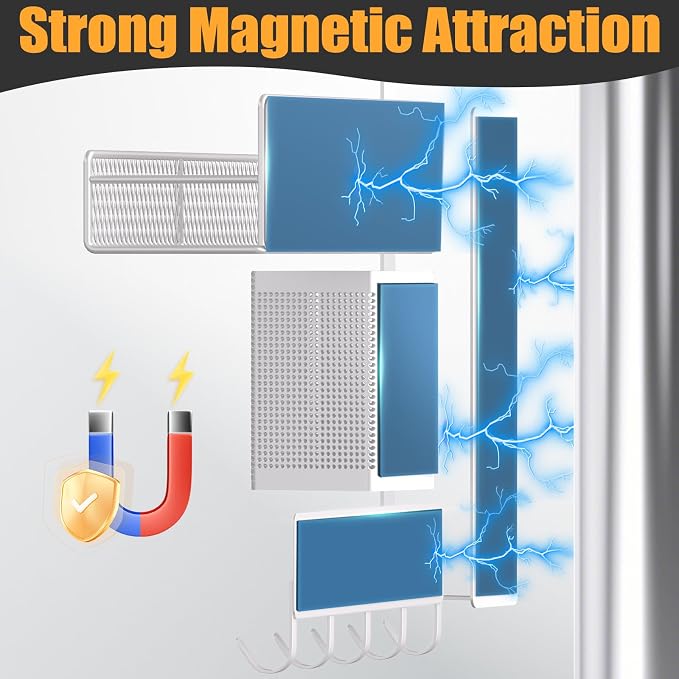 Magnetic Spice Rack for Refrigerator, 7 Pack 100% Metal Strong Magnet Shelves - Image 4