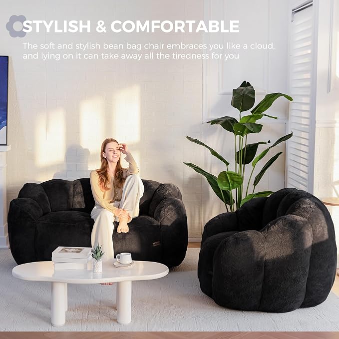 MAXYOYO Bean Bag Chair for Adults, Loveseat Floral Shaped Bean Bag Sofa - Image 4