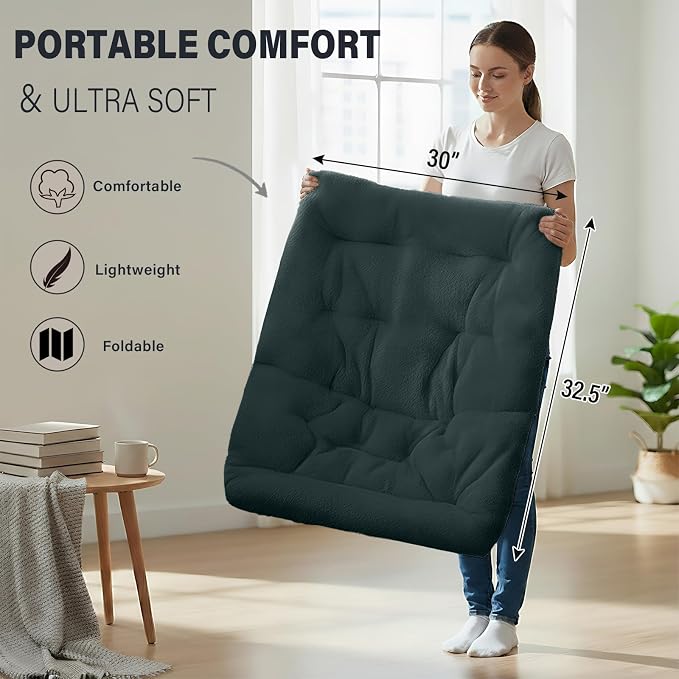 Tiita Comfy Folded Chair, Soft Faux Fur Oversized Folding Accent Chair - Image 7