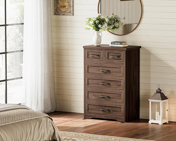 AODK Farmhouse Tall 6 Drawer Dresser - Image 5