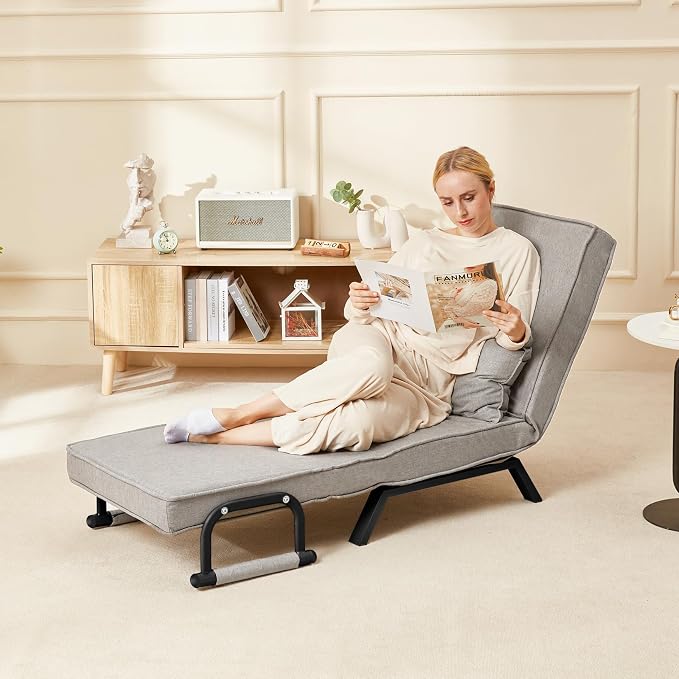 Hupmad Convertible Bed Sleeper Chair, Tri-fold Upholstered Armchair Sleeper - Image 2