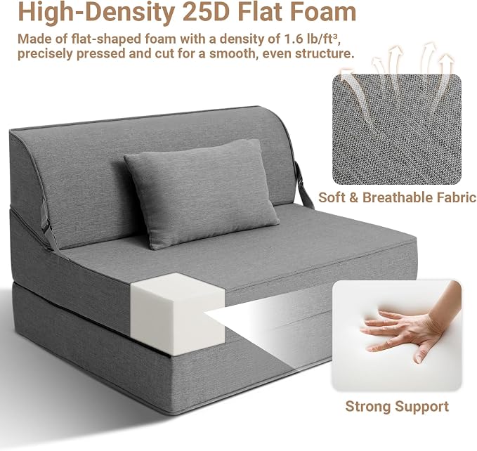 BeBen Folding Sofa Bed Chair, Convertible Sleeper Chair Futon Couch, Foldable - Image 5