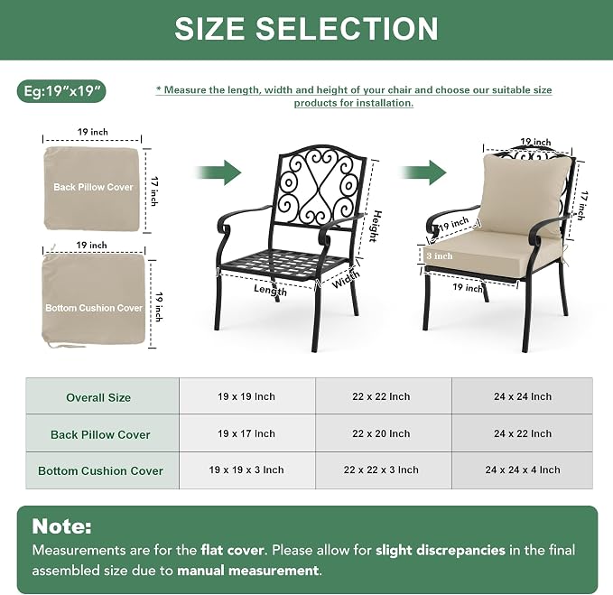 Summsun Patio Chair Cushions 22 x 22 Inch, Water Resistant Backrest Pillow and - Image 7