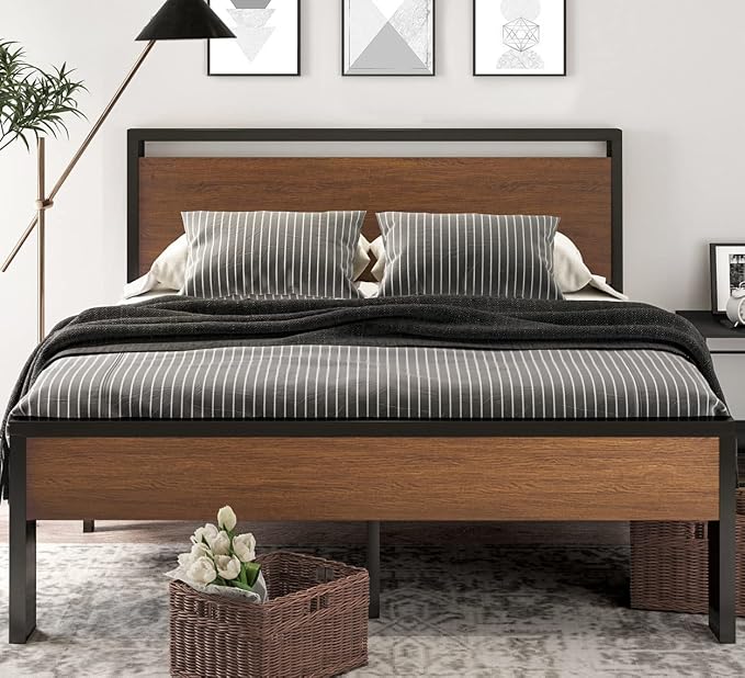 SHA CERLIN 14 Inch Queen Size Metal Platform Bed Frame - Image 3