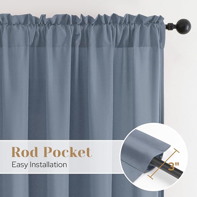 HOMEIDEAS Non-See-Through Stone Blue Privacy Sheer Curtains, 52 X 84 Inches - Image 5