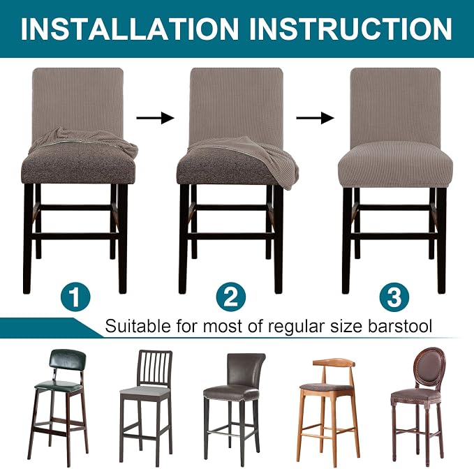 Turquoize Stretch Bar Stool Cover Counter Stool Pub Chair Slipcover - Image 7