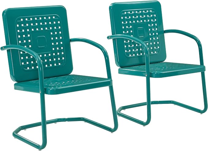 Crosley Furniture Bates 2-Piece Outdoor Chair Set, Retro Metal Patio Chairs by CrosleyFurniture