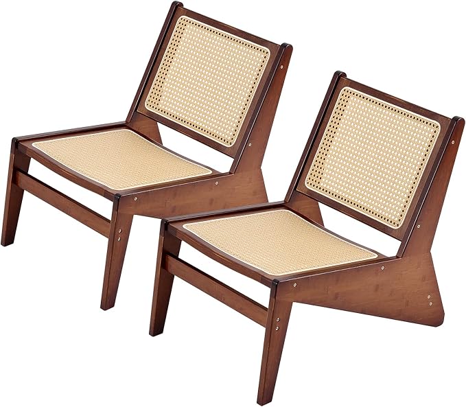 Welnow 2-Pcs Mid Century Rattan Accent Chair, Bamboo Wood Lounge Chair by LifeGetsBetterWithWelnow