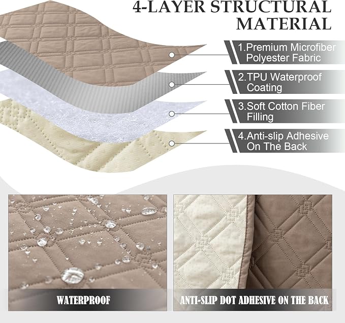 Genina L Shape Couch Cover, Sectional Couch Chaise Covers, Waterproof Washable - Image 4
