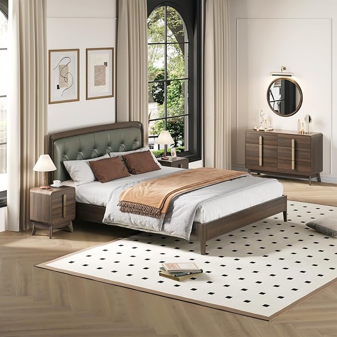 JOINICE Mid Century Modern Bedroom Set, 6 Drawer Dresser and Nightstand Sets - Image 3