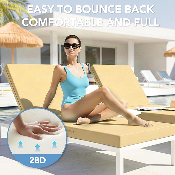L'AGRATY Outdoor Lounge Chaise Cushion: 72x21x3 Inch Waterproof Lounge Chair - Image 3