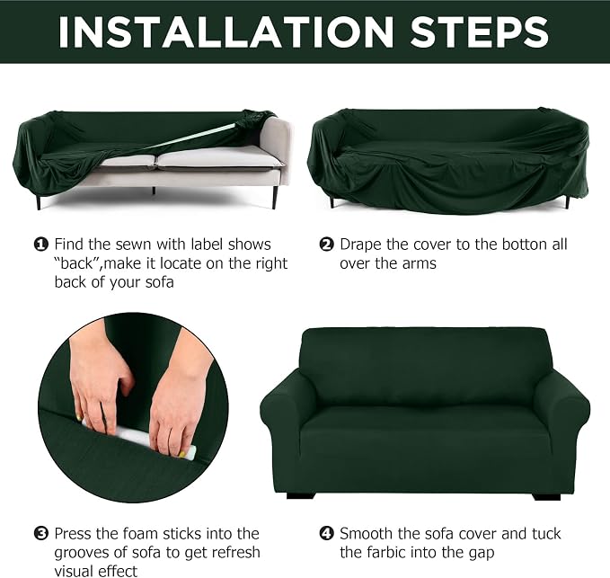 Peryiter 3 Pcs Couch and Loveseat Covers Set Sofa Cover - Image 3