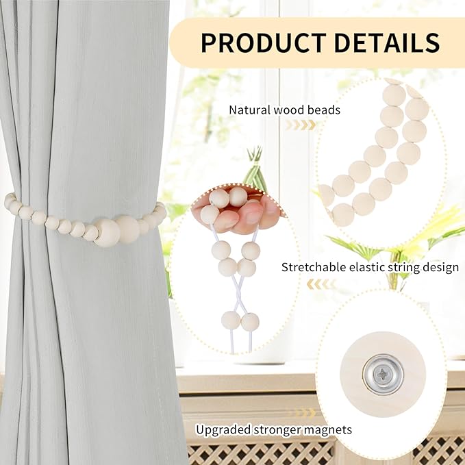 KLOGTSIND Magnetic Curtain Tiebacks, 6 Pack Curtain Holdbacks - Image 5