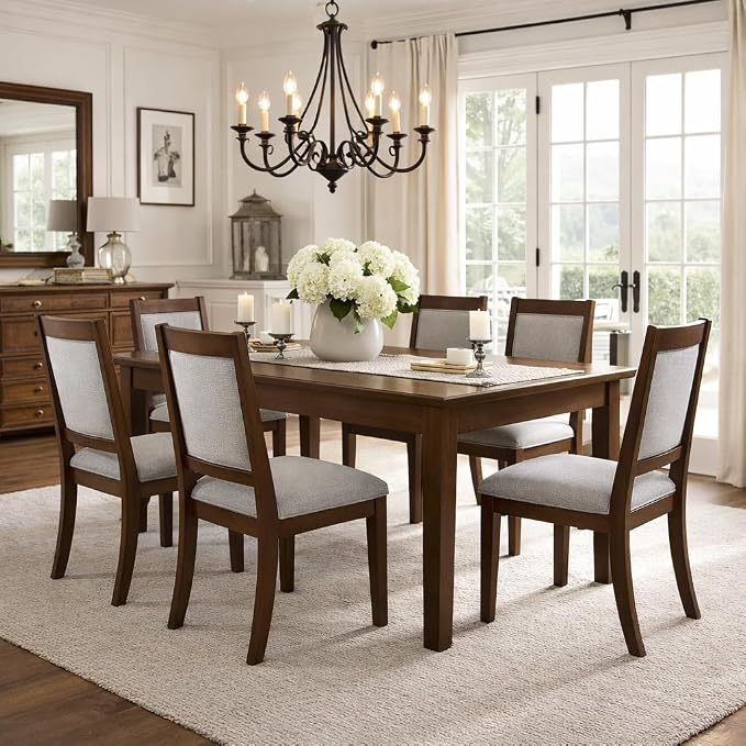 HomePop Open Back Upholstered Wood Frame Dining Chairs - Image 2