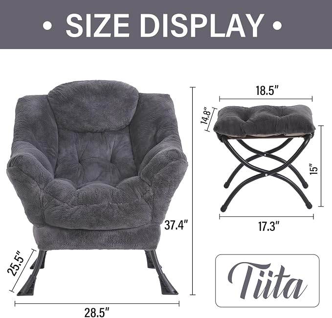 Tiita Lazy Chair with Ottoman, Modern Large Accent Lounge Chair, Leisure Sofa - Image 4
