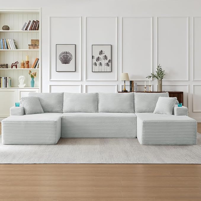 125" Modular Sectional Sleeper Sofa, Boneless Cloud Couch by HANXIN