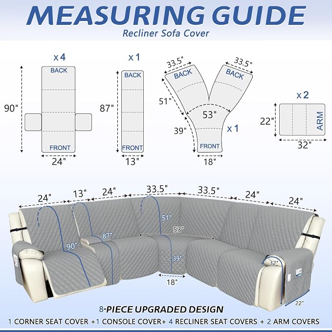 Arfntevss Recliner Sectional Couch Covers 1OO% Waterproof L Shape Sofa Cover - Image 2