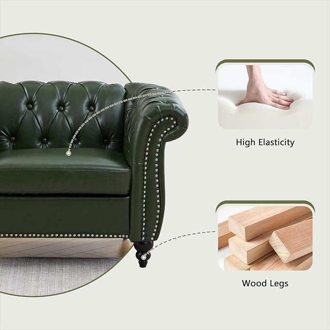 QHITTY 3 Piece Living Room Set, Sectional Chesterfield Sofa Chair Contemporary - Image 6