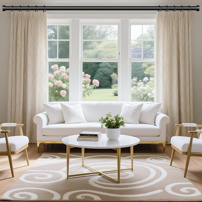 VOIIY Curtain Rods for Windows 72 to 144 Inch, Size:36-144 Inch - Image 2