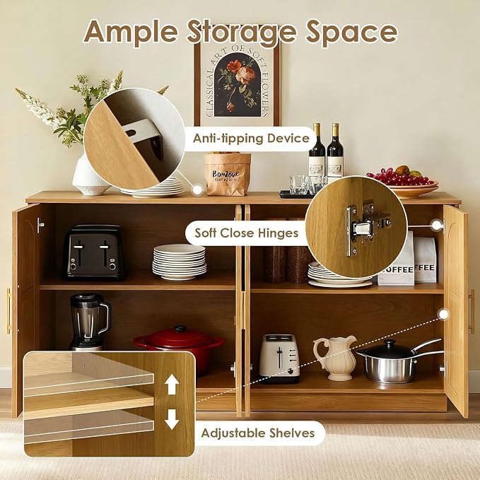 67'' Modern TV Stand for TVs up to 75'', Long Media Console - Image 3