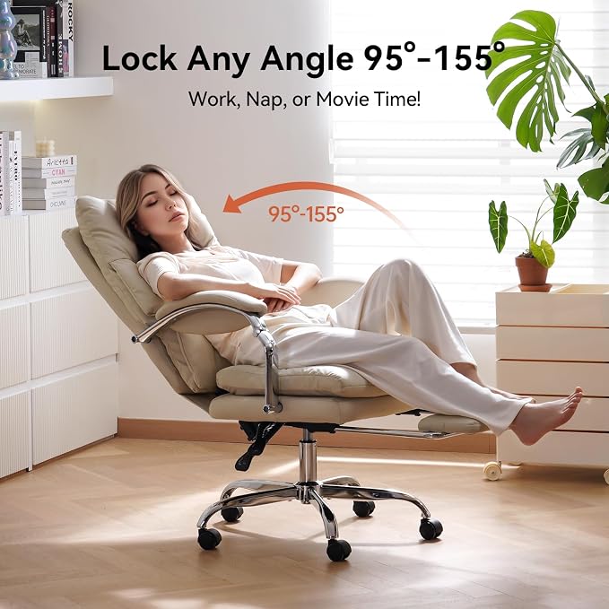 LEAGOO Office Chair with Foot Rest, Ergonomic Executive Office Chair with Arms - Image 4