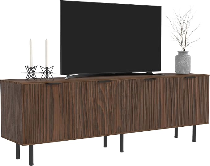 TV Stand for 80 Inch TV, Fluted Entertainment Center by Furniwood