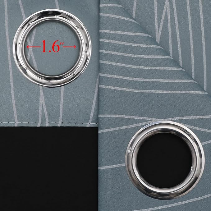 Estelar Textiler Stone Blue and Greyish White Blackout Curtains & Drapes - Image 7