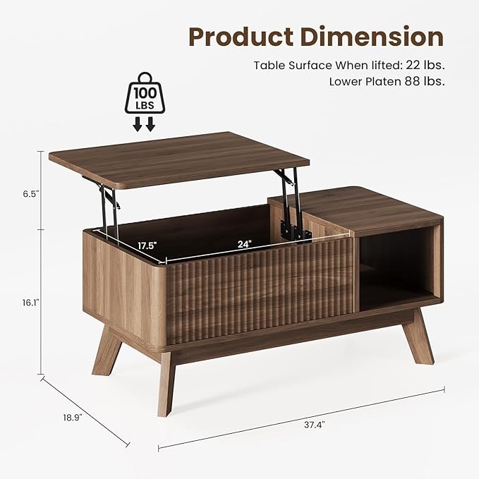 Wood Lift Top Coffee Table - Image 2