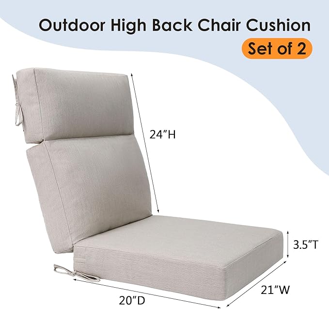 Unimatta Sunbrella Outdoor High Back Chair Cushion Seat Pads, 44 x 21 Inch - Image 6