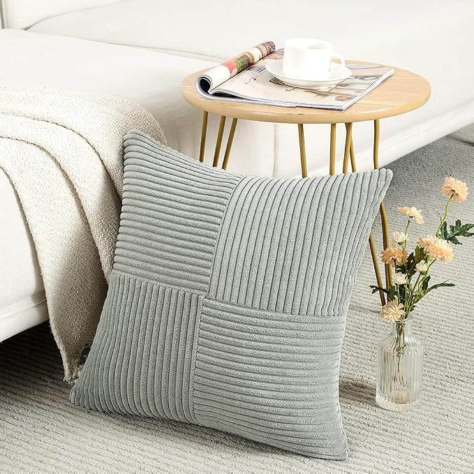 Fancy Homi 2 Packs Grey Decorative Throw Pillow Covers 22x22 Inch - Image 2