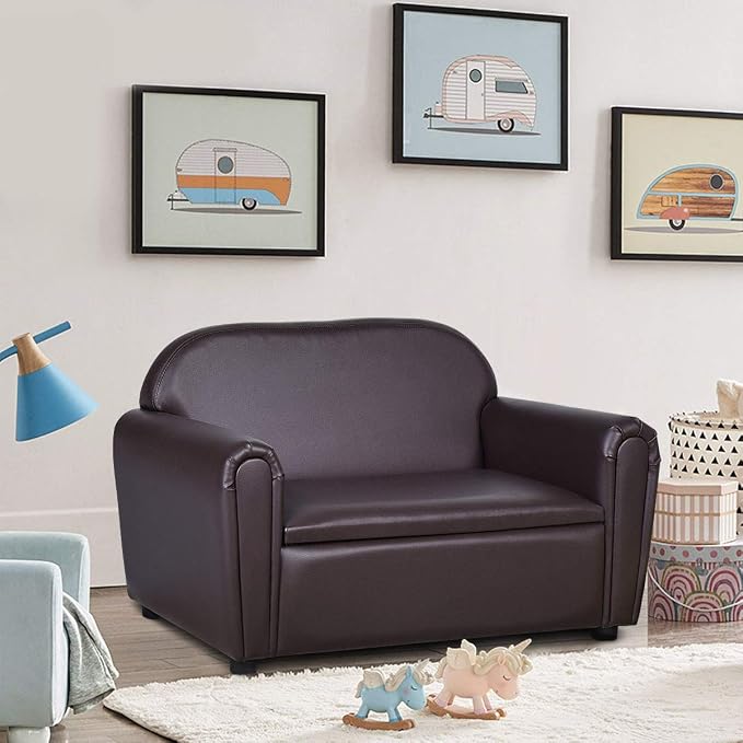Costzon Kids Couch, 2 in 1 Double Seat Children's Sofa w/Under Seat Storage - Image 8