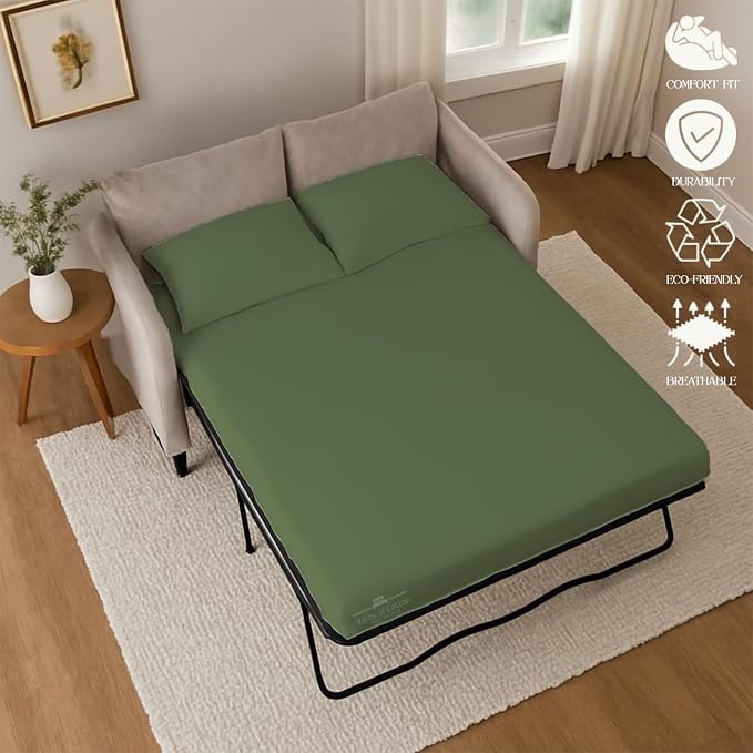 Sleeper Sofa Bed Sheet, 100% Cotton 400 Thread Count, 4 Piece Set, Deep Pocket - Image 6