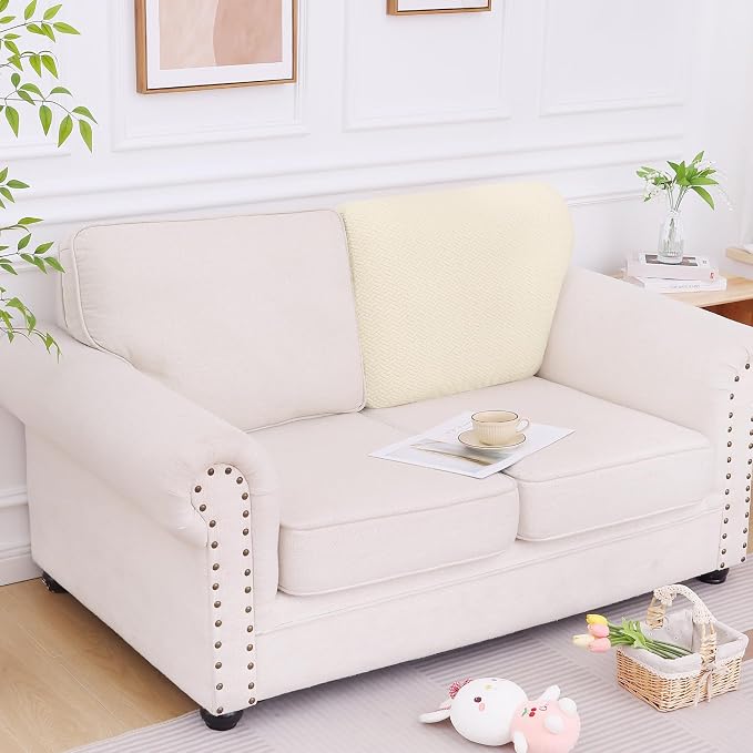 Smiry Waterproof Couch Cushion Covers, Stretch Jacquard Thick Sofa Cushion - Image 5