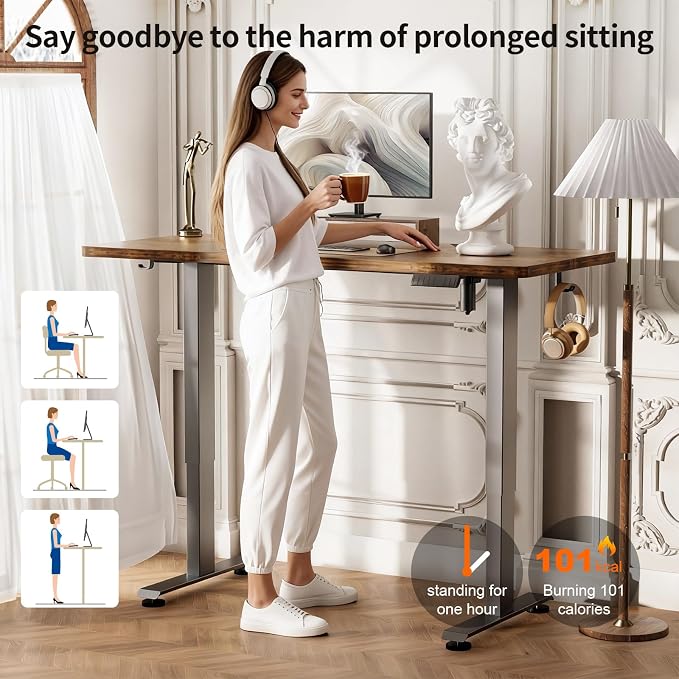 Veken 55 Inch Large Electric Standing Desk, Heights Adjustable, Sit to Stand Up - Image 6