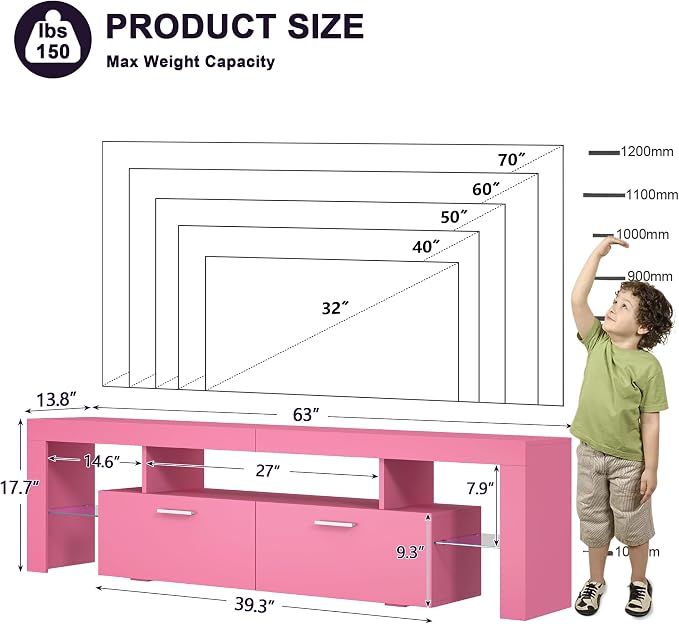 Clikuutory Modern Lighting 63 inch TV Stand - Image 6