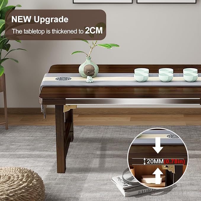 Japanese Floor Sitting Table, Folding Wood Tea Table Chabudai Japanese Coffee - Image 3