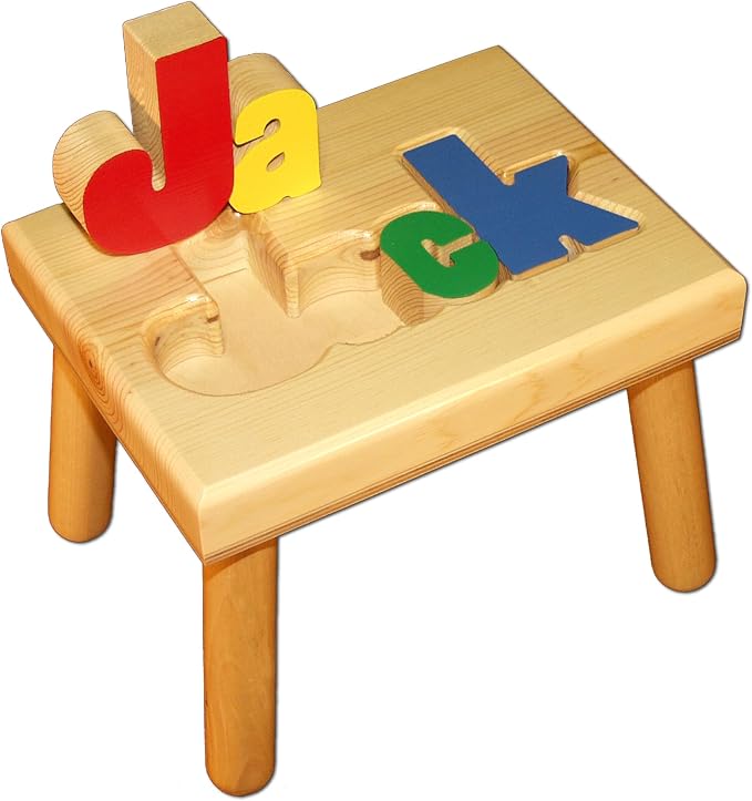 Damhorst Toys Personalized Wooden Child's Name Puzzle Stool Primary Colors by Damhorst+Toys+%26+Puzzles+Inc.