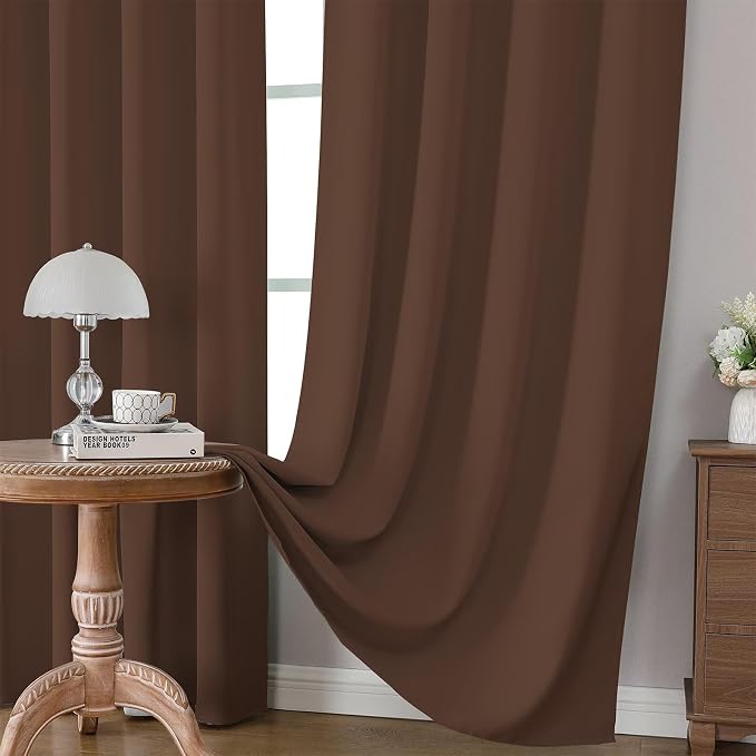 CUCRAF Brown Blackout Curtains 84 inch Length 2 Panels Set, Rod Pocket Room - Image 5