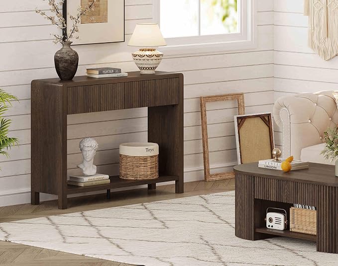 FATORRI Console Entryway Table, Narrow Wooden Sofa Table - Image 9