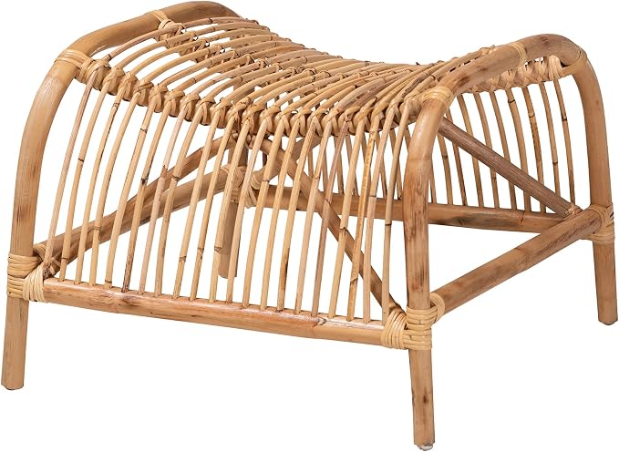 bali & pari Lamaria Modern Bohemian Natural Rattan Footstool by balipari