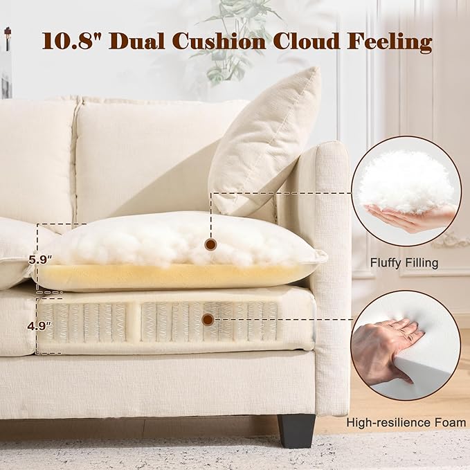 Loveseat Sofa Cloud Sofa Couch 50'', Modern Loveseats 2 Seat Couch 27" Deep Seat - Image 4