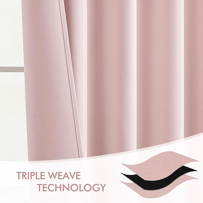MIULEE Baby Pink Back Tab Blackout Curtains 102 Inch Long 2 Panels Set - Image 7