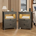 HWB Nightstands Set of 2 with Hidden Drawer, Farmhouse Bedside Table with by HWBEnjoywarmhome